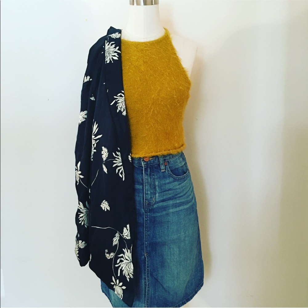 SOLD Kimchi Blue Fuzzy Mustard Crop Top